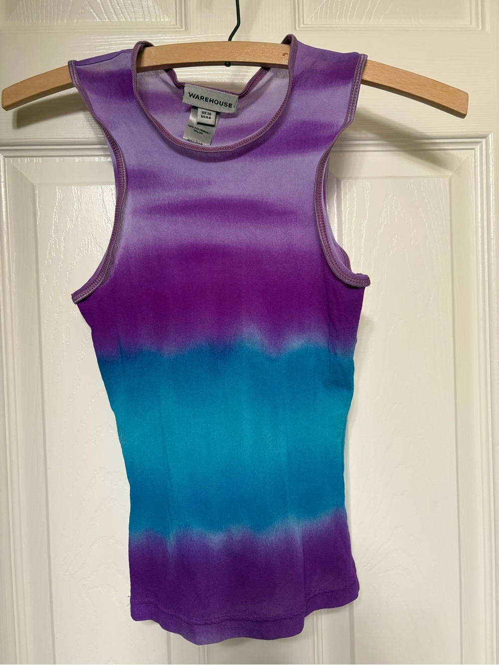 Warehouse Purple Blue Ombré Sleeveless Top Size 6 Made in UK Y2K